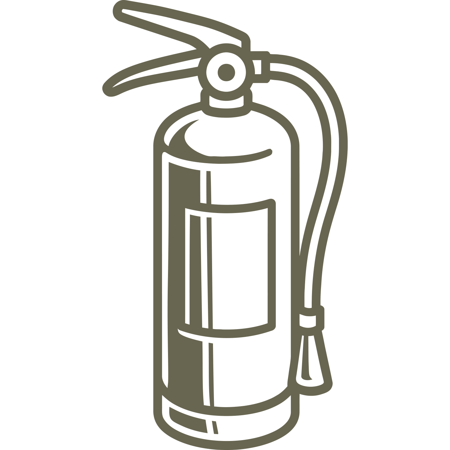 Delrin leather stamp design of a classic fire extinguisher with hose and handle—great for firefighter or safety-themed leather projects.