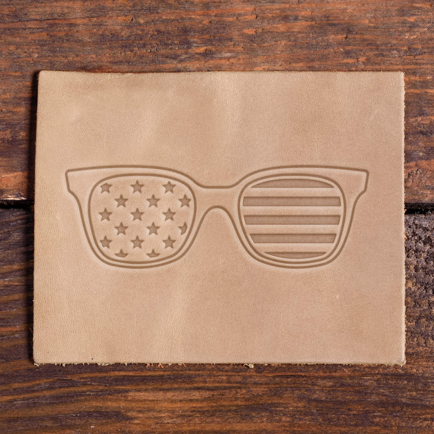 Patriotic Flag Sunglasses Delrin Leather Stamp