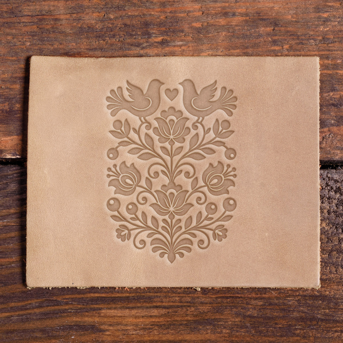 Folk Art Birds and Flowers Delrin Leather Stamp