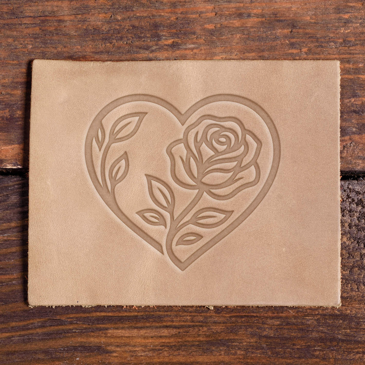 Rose in Heart Delrin Leather Stamp