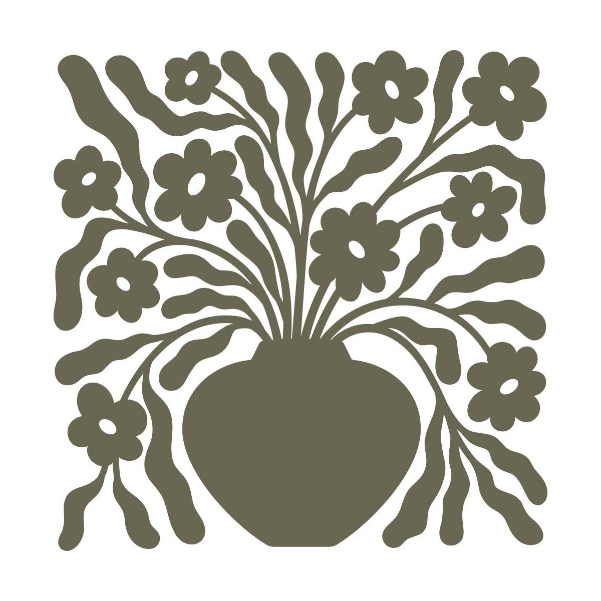 Delrin leather stamp with a floral vase design, perfect for botanical and decorative leatherworking projects.