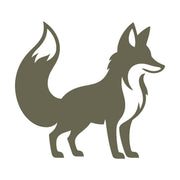 Stylized fox silhouette with a fluffy tail and alert stance—ideal for woodland-themed leather goods or rustic outdoor gear.