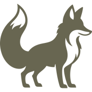 Stylized fox silhouette with a fluffy tail and alert stance—ideal for woodland-themed leather goods or rustic outdoor gear.