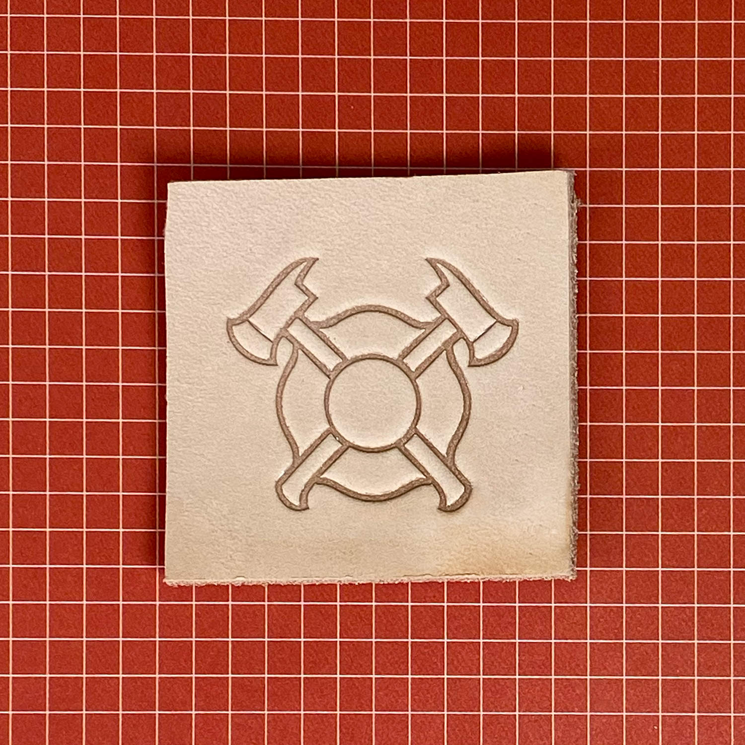 Firefighter Badge with Axes Delrin Leather Stamp