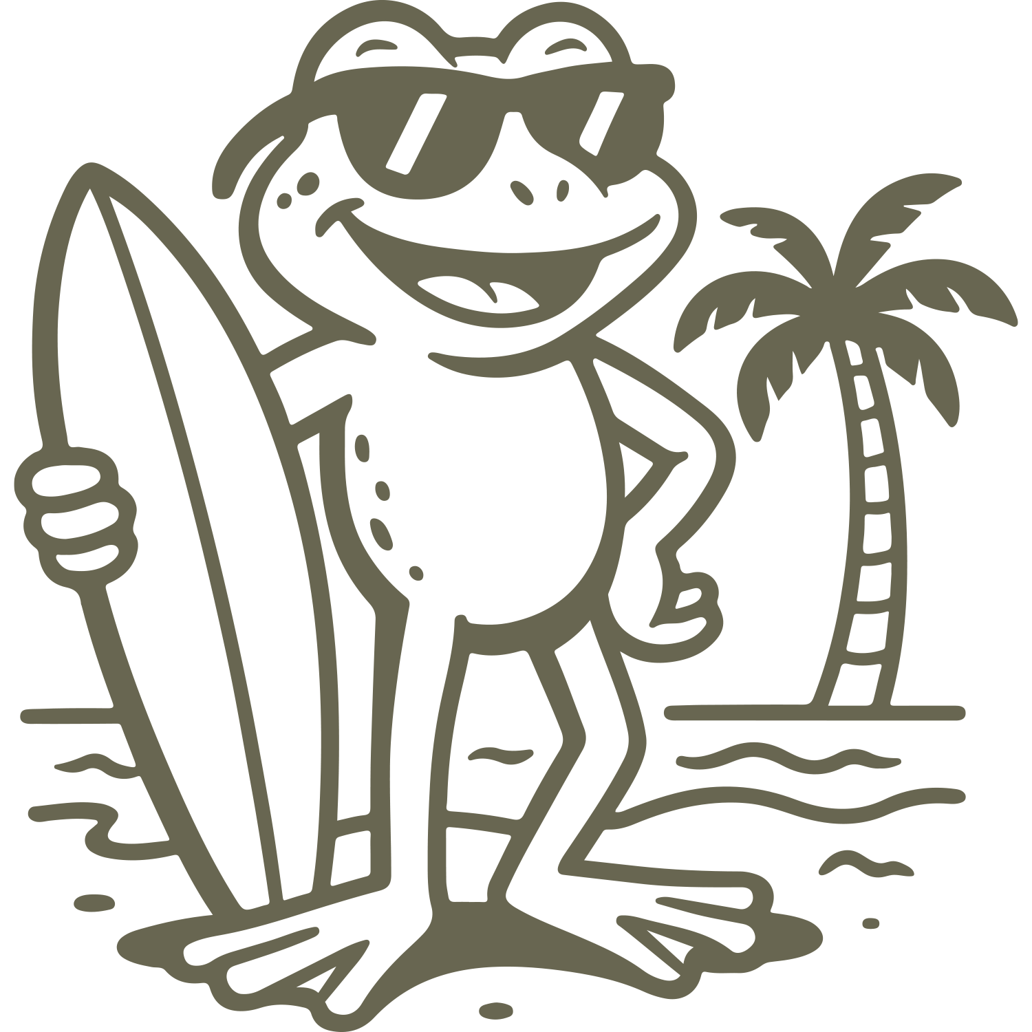 Frog with Surfboard Delrin Leather Stamp