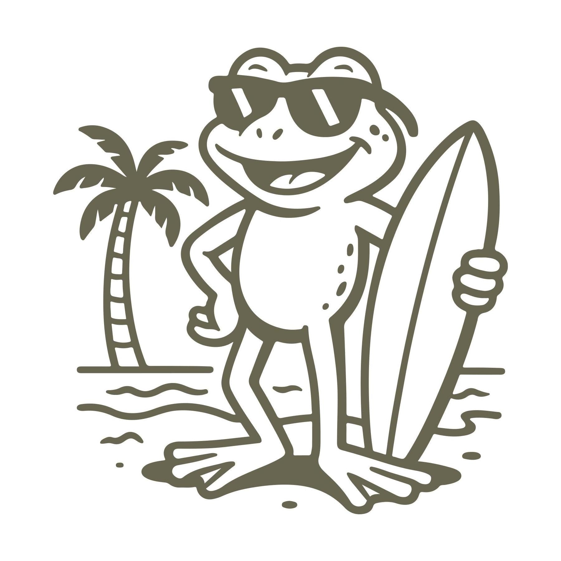 Frog with Surfboard Delrin Leather Stamp