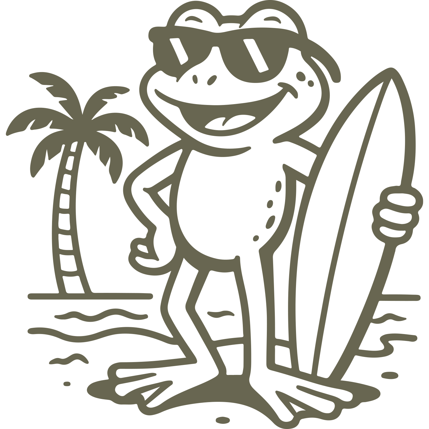 Frog with Surfboard Delrin Leather Stamp