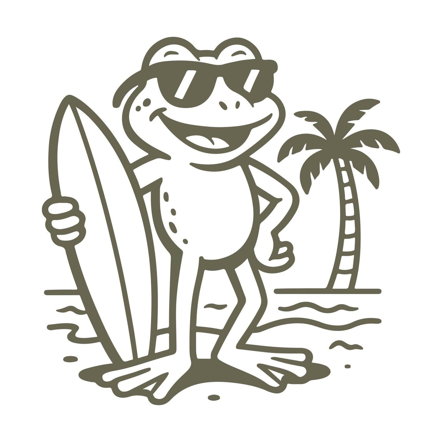 Frog with Surfboard Delrin Leather Stamp