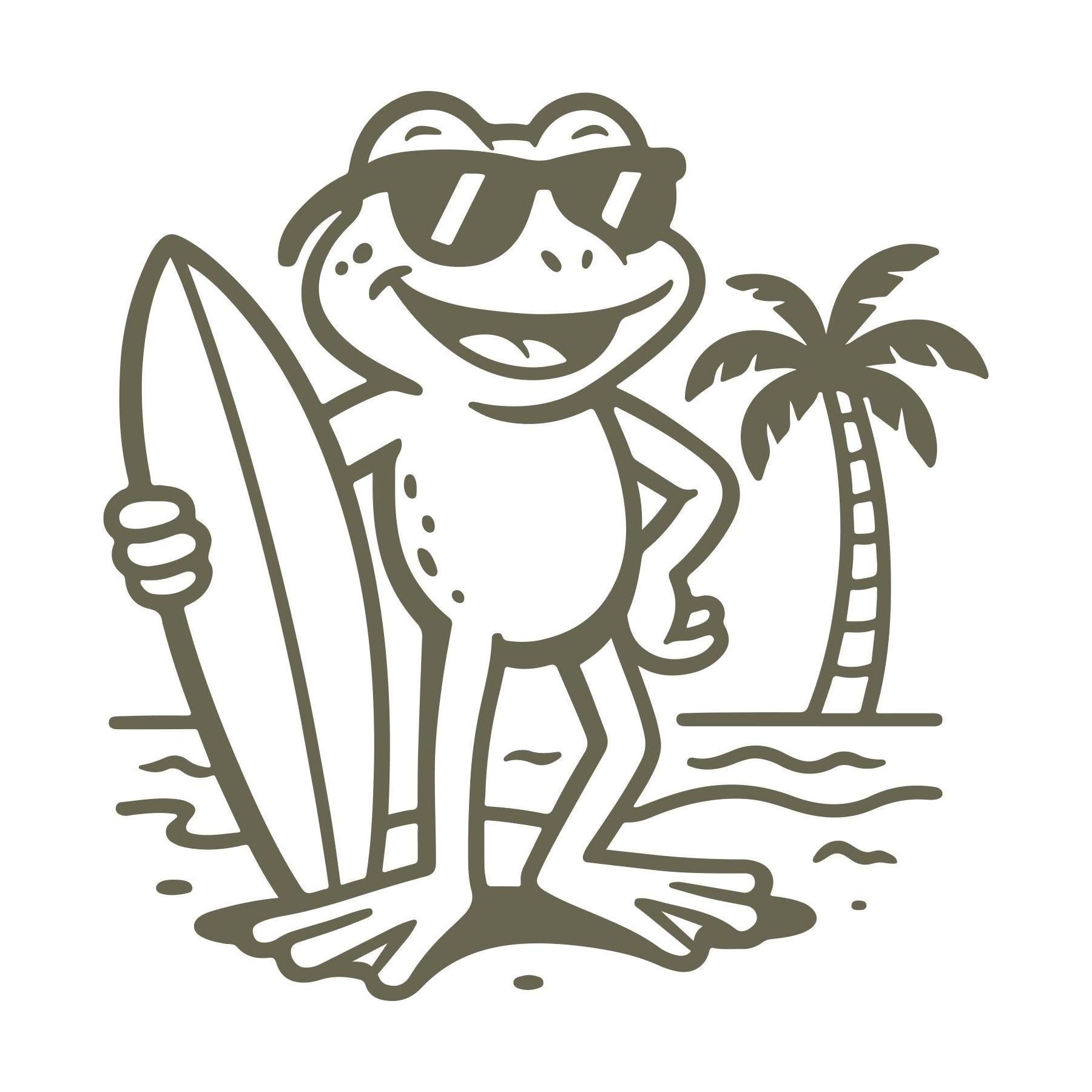 Frog with Surfboard Delrin Leather Stamp