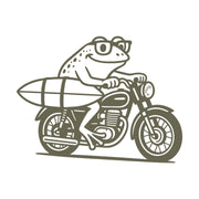 Frog on Motorcycle with Surfboard Delrin Leather Stamp