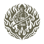 Firefighter with Flames Delrin Leather Stamp