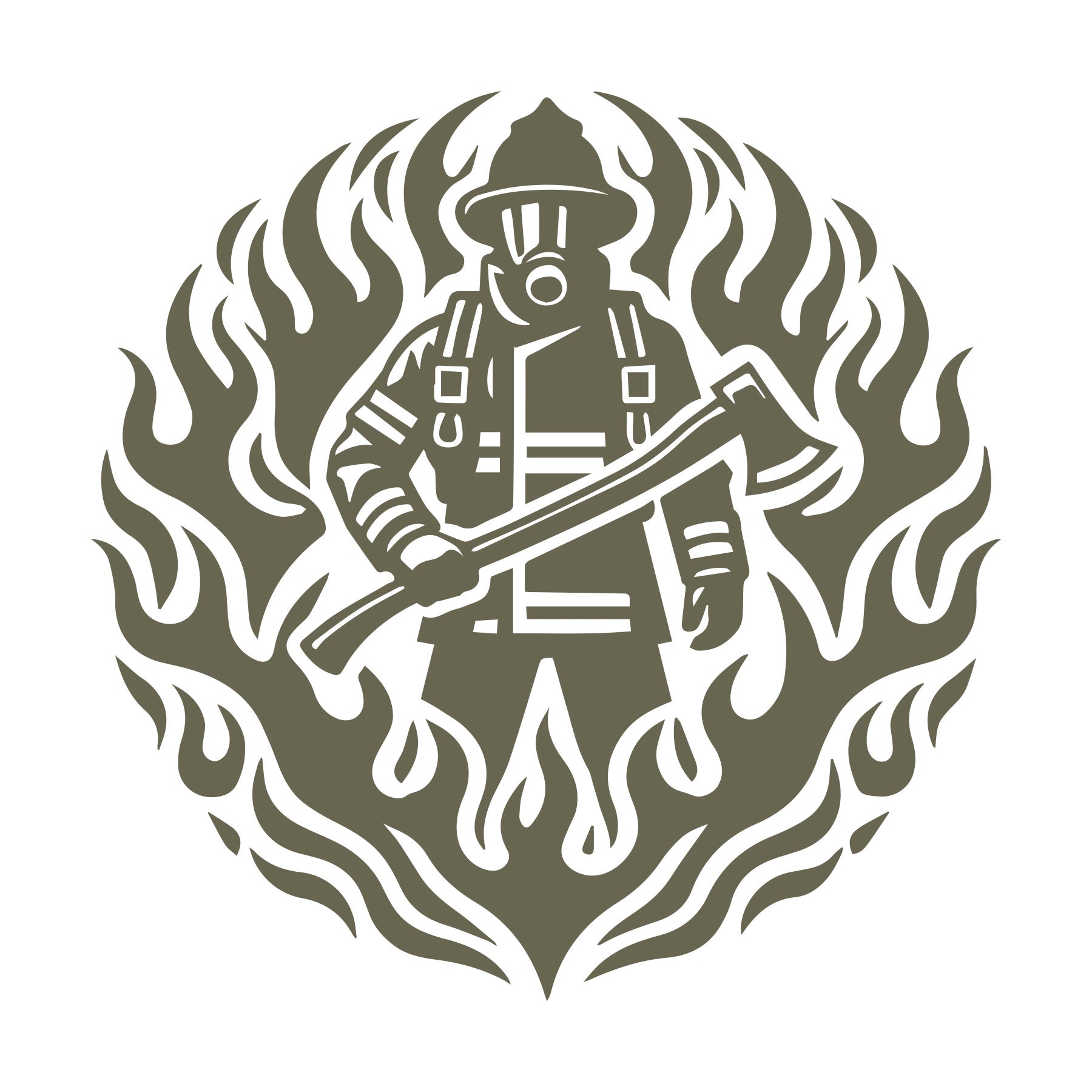 Firefighter with Flames Delrin Leather Stamp