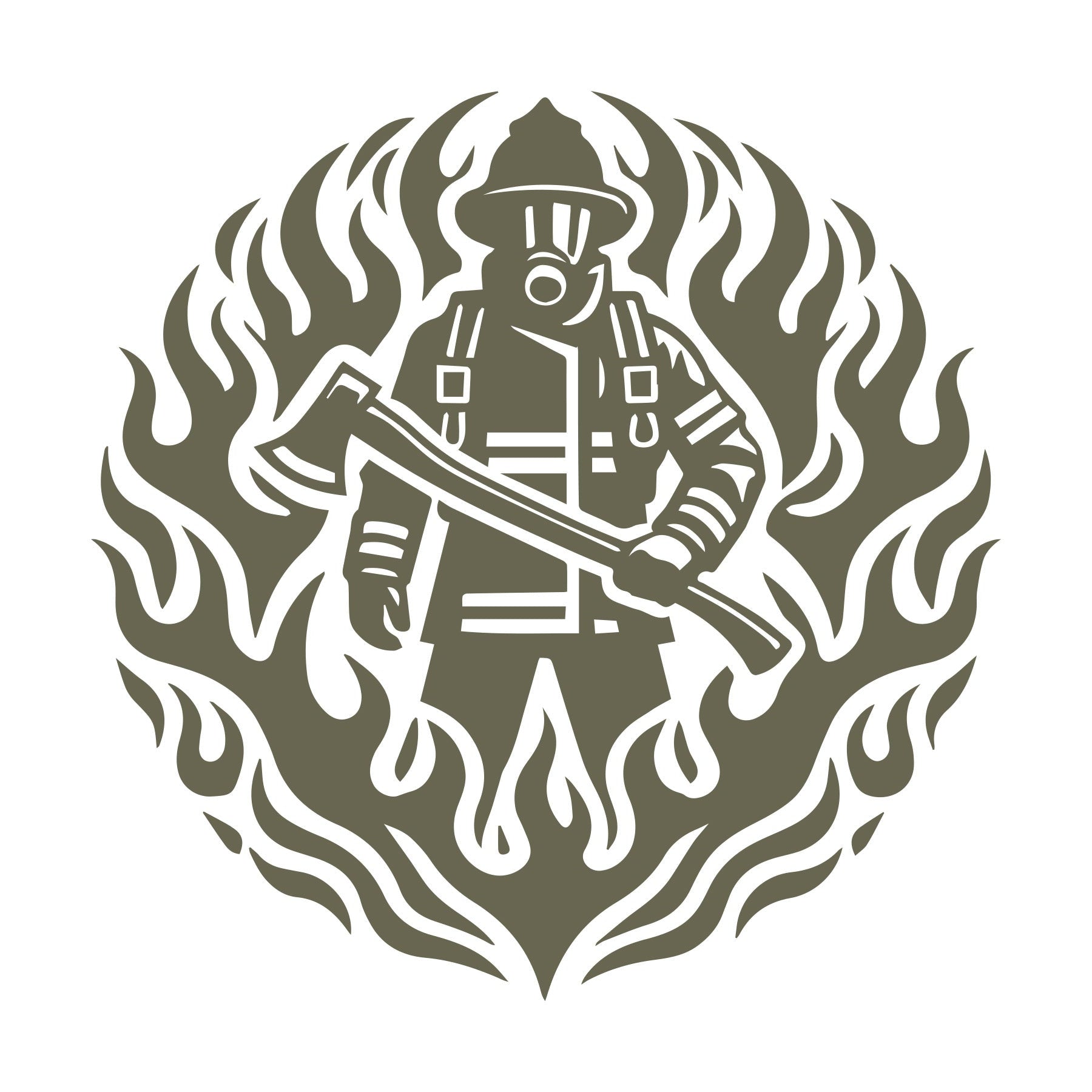 Firefighter with Flames Delrin Leather Stamp