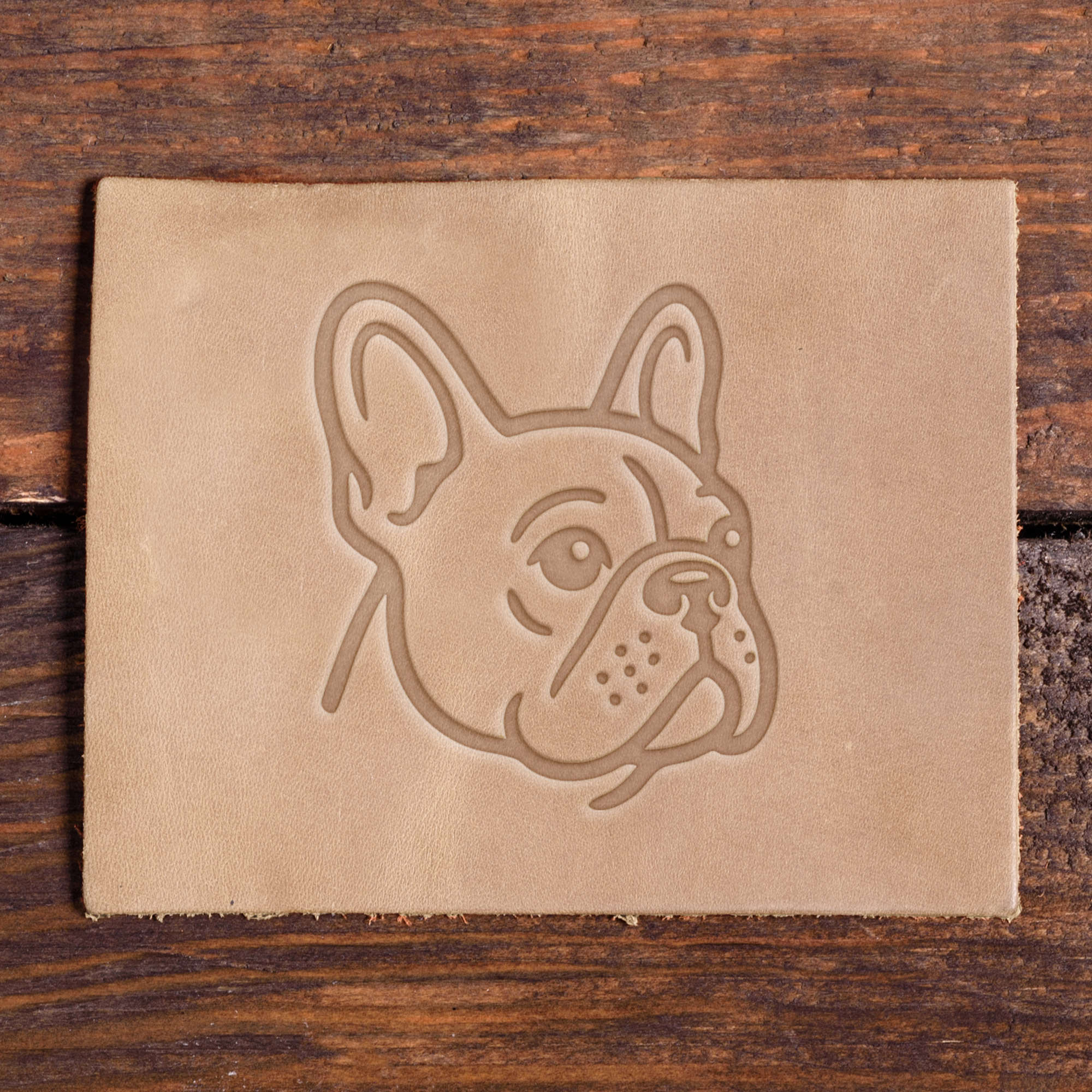 French Bulldog Dog Head Delrin Leather Stamp