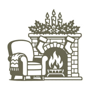 Christmas Fireplace with Armchair Delrin Leather Stamp