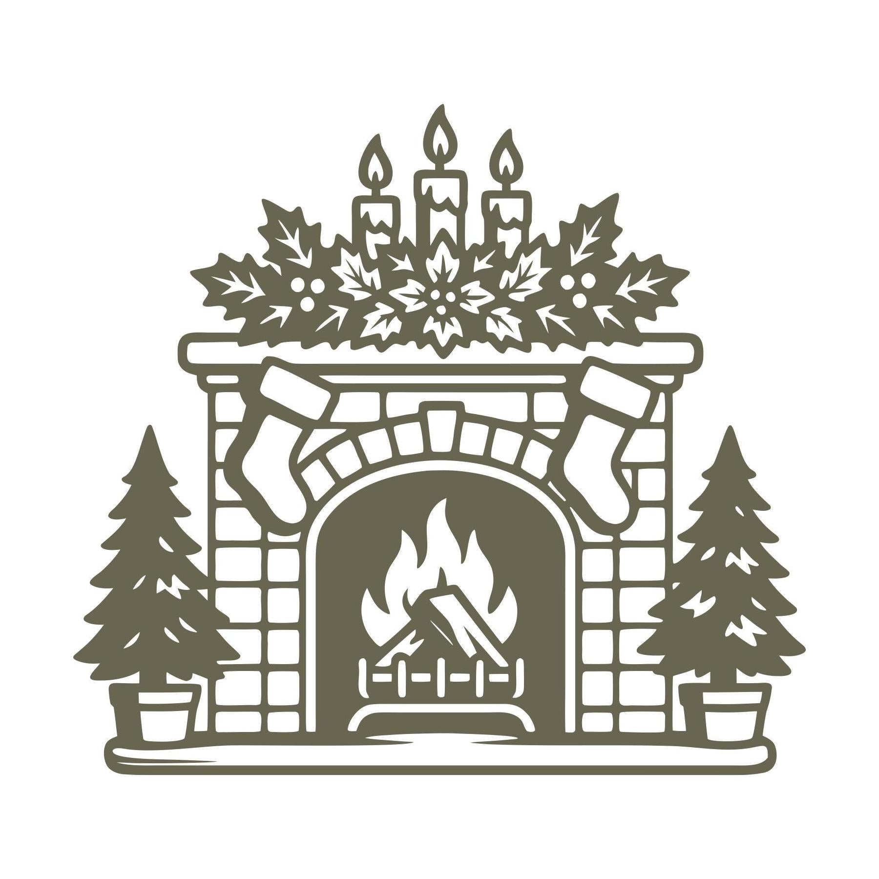 Christmas Fireplace Delrin Leather Stamp