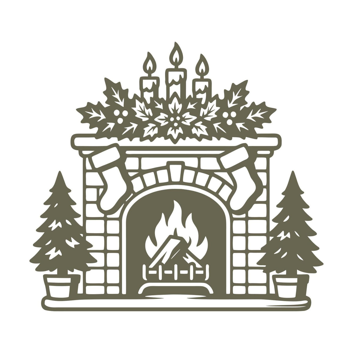 Christmas Fireplace Delrin Leather Stamp