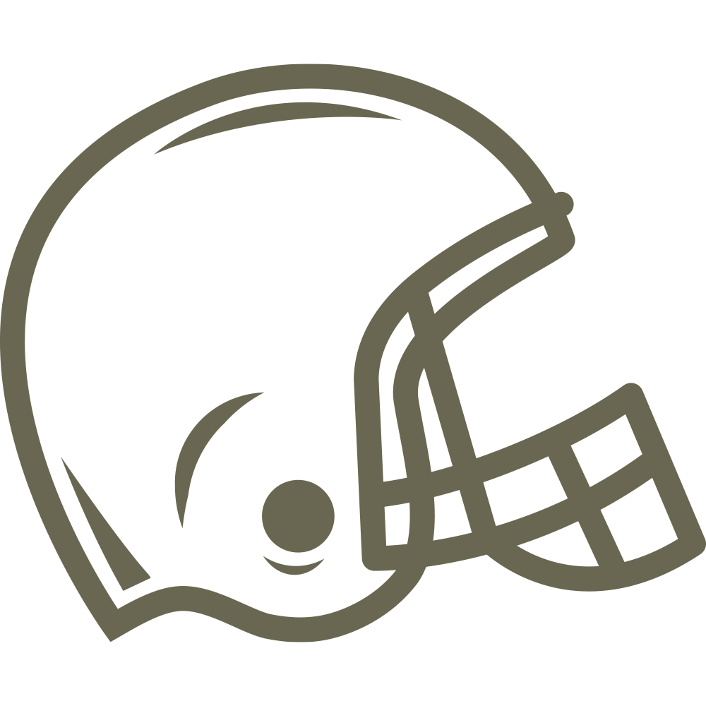 Minimalist football helmet design featuring a clean, curved shell and a simple faceguard outline.