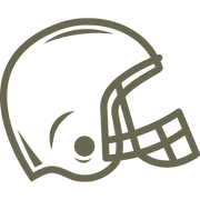 Minimalist football helmet design featuring a clean, curved shell and a simple faceguard outline.