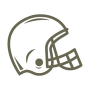 Minimalist football helmet design featuring a clean, curved shell and a simple faceguard outline.