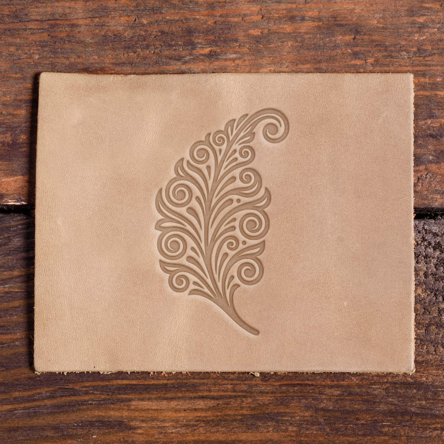 Swirling Feather Delrin Leather Stamp