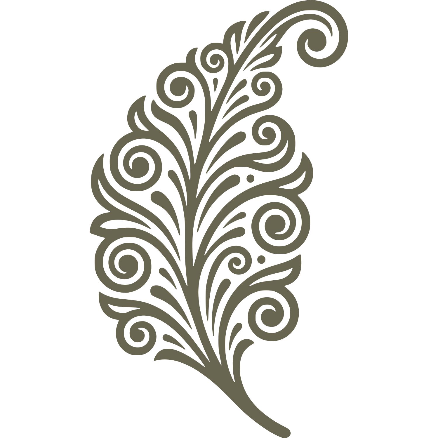 Swirling Feather Delrin Leather Stamp