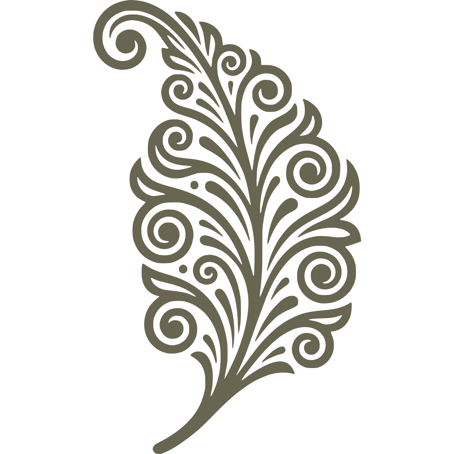 Swirling Feather Delrin Leather Stamp