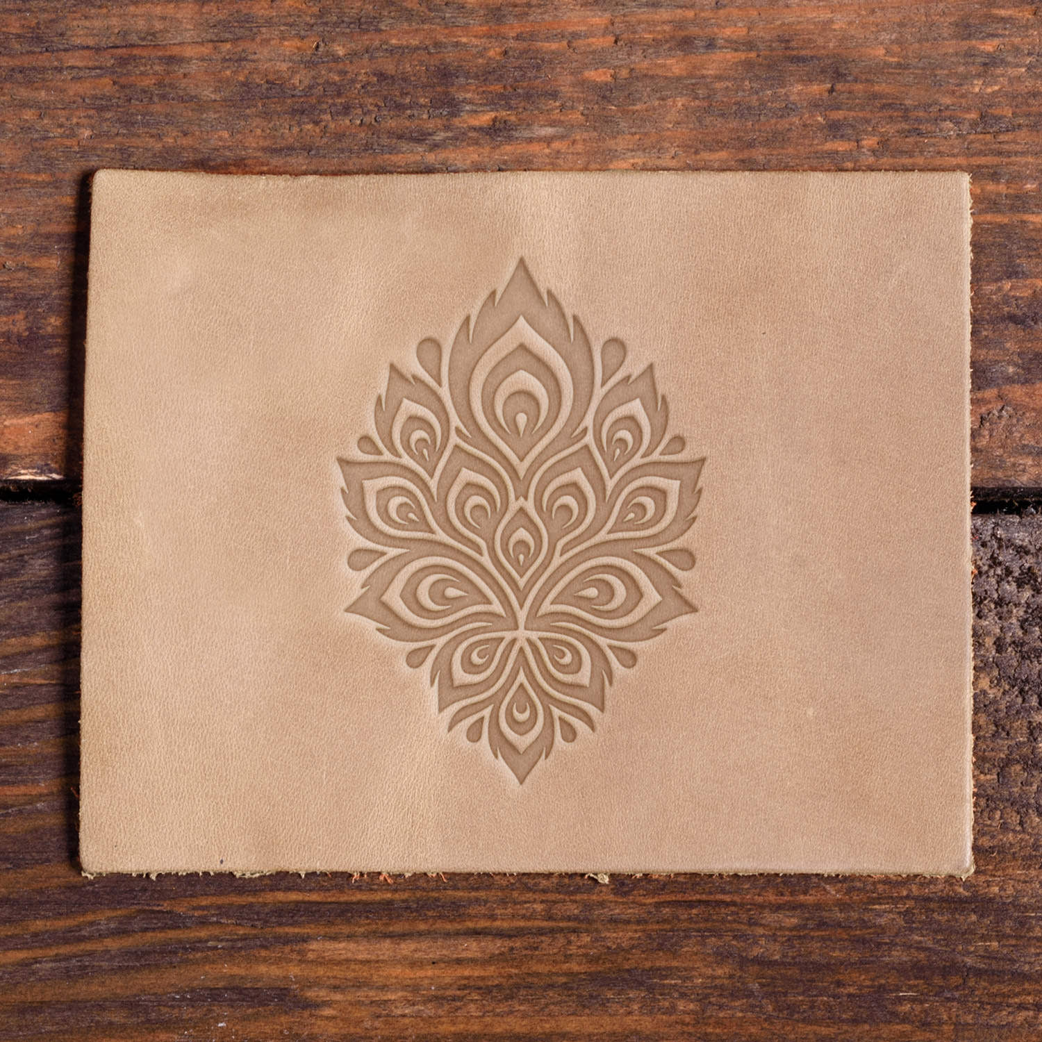 Peacock Feather Emblem Delrin Leather Stamp