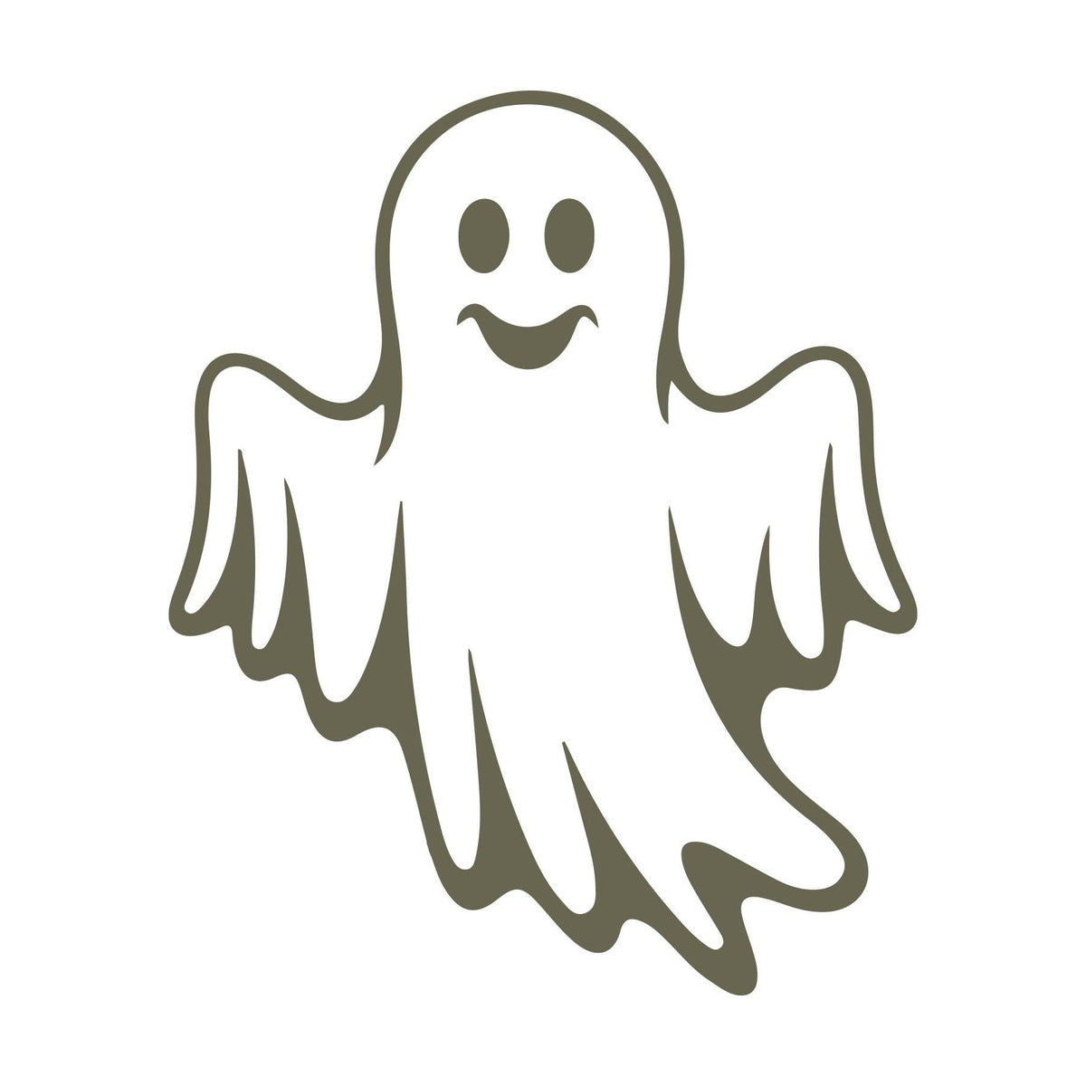 Delrin leather stamp design of a friendly ghost with a smiling face and flowing sheet-like body, perfect for Halloween and spooky-themed projects.