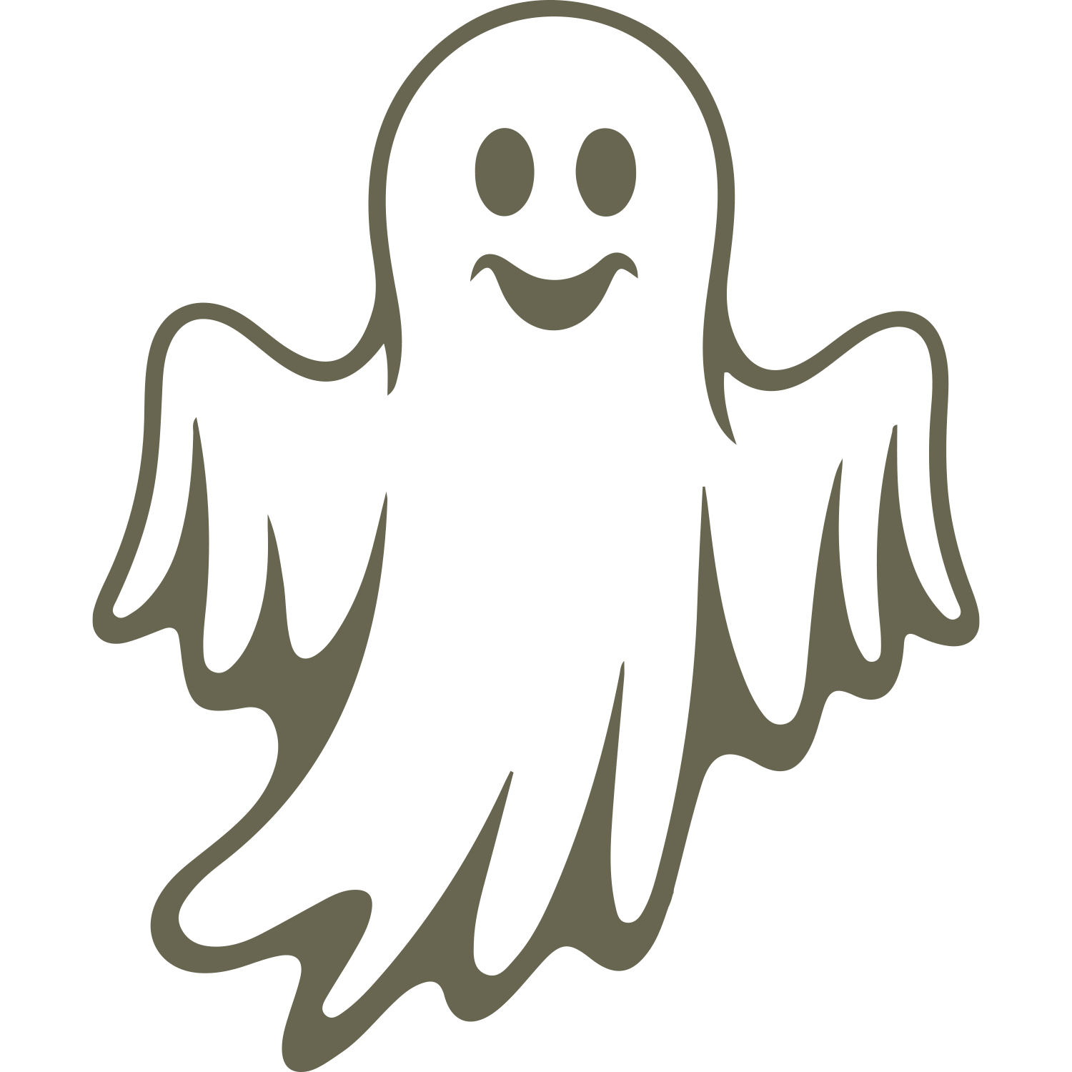 Delrin leather stamp design of a friendly ghost with a smiling face and flowing sheet-like body, perfect for Halloween and spooky-themed projects.