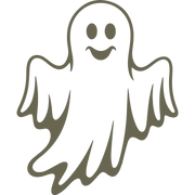 Delrin leather stamp design of a friendly ghost with a smiling face and flowing sheet-like body, perfect for Halloween and spooky-themed projects.