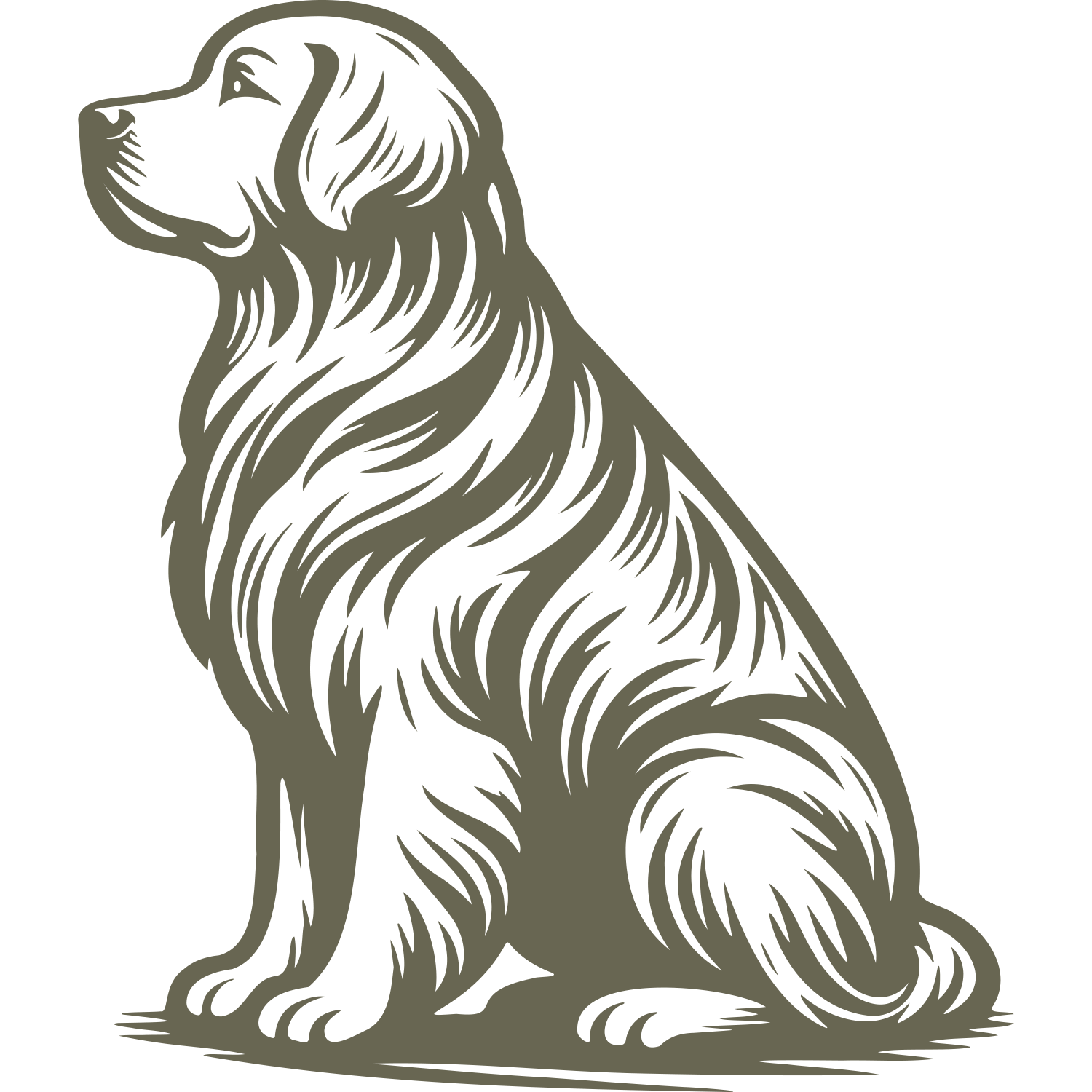 Illustration of a sitting golden retriever dog designed for a Delrin leather stamp.