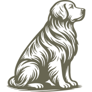 Illustration of a sitting golden retriever dog designed for a Delrin leather stamp.