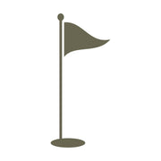 Minimalist flag on a stand design featuring a simple, upright pole and a stylized, gently waving flag.