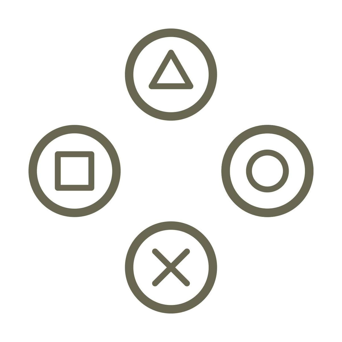 Delrin leather stamp with a PlayStation-style game controller button layout design, perfect for gaming and retro-themed leatherworking projects.