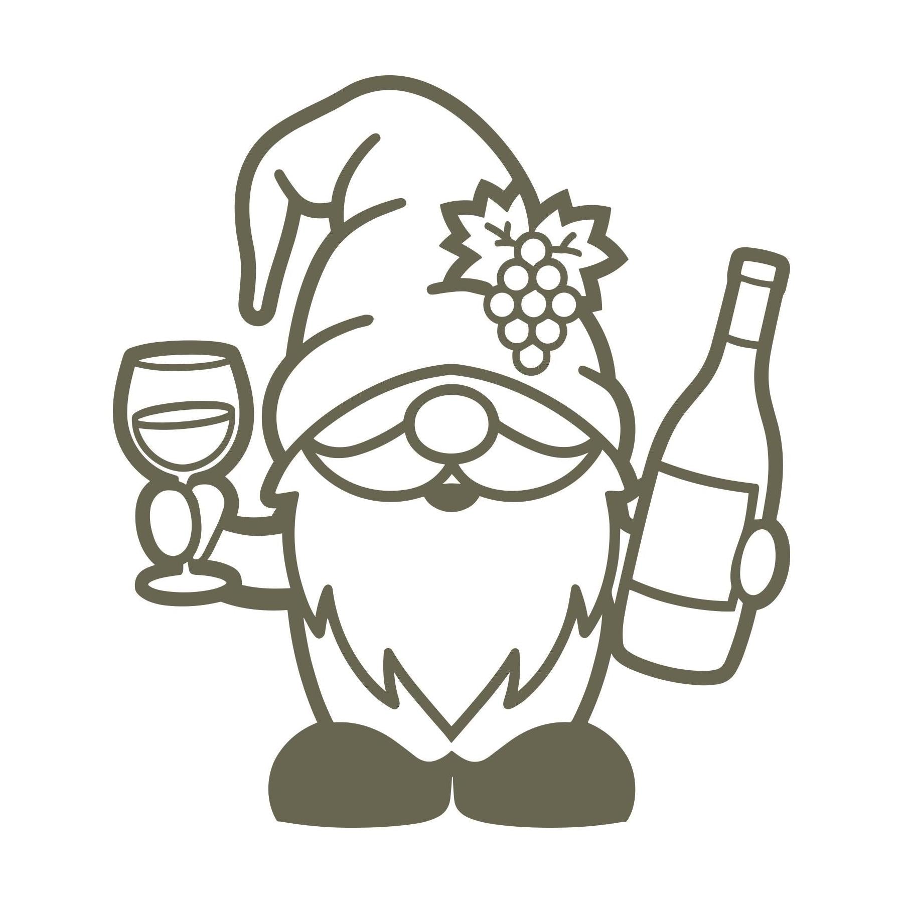 Gnome with Wine Delrin Leather Stamp