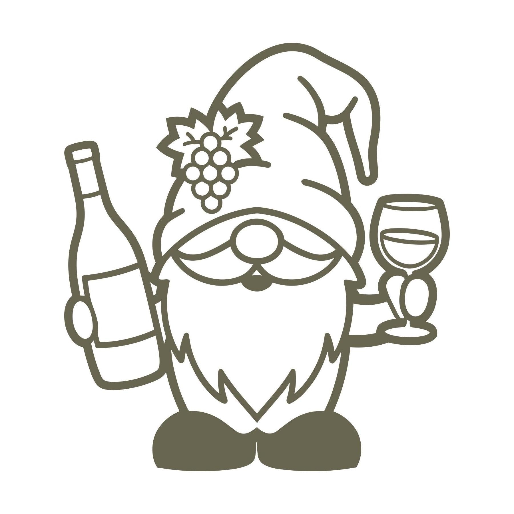 Gnome with Wine Delrin Leather Stamp