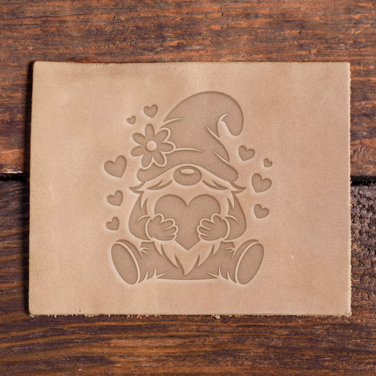 Gnome with Hearts Delrin Leather Stamp