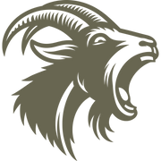 Delrin leather stamp design featuring a roaring mountain goat with curved horns and bold detail.
