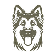 German Shepherd dog design with a friendly, alert expression, showcasing the breed’s signature thick fur, pointed ears, and loyal demeanor.