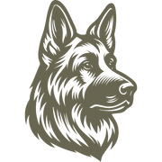 Detailed German Shepherd head design featuring upright ears, focused expression, and textured fur—made for a Delrin leather stamp ideal for dog lovers and working dog projects.