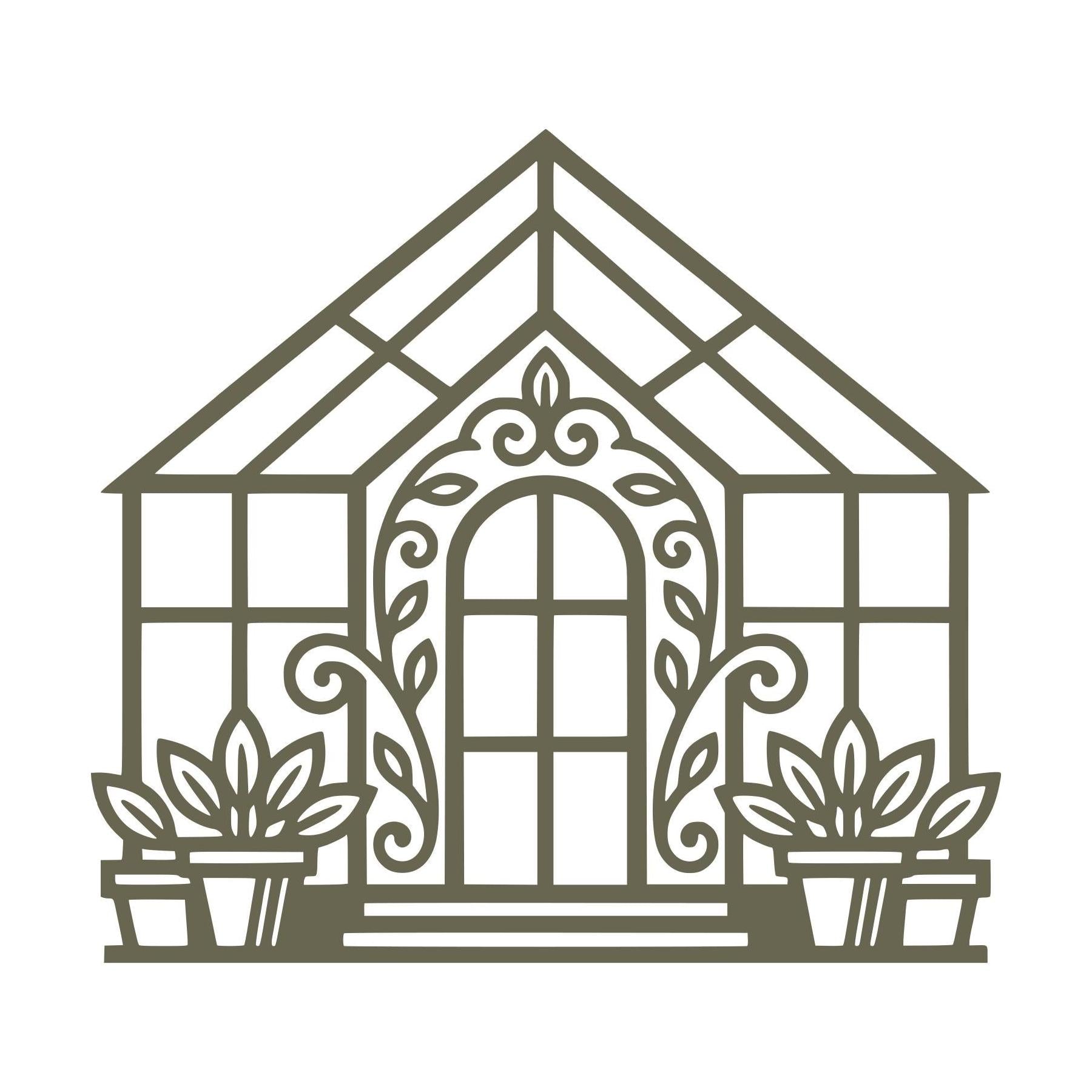Greenhouse with Plants Delrin Leather Stamp