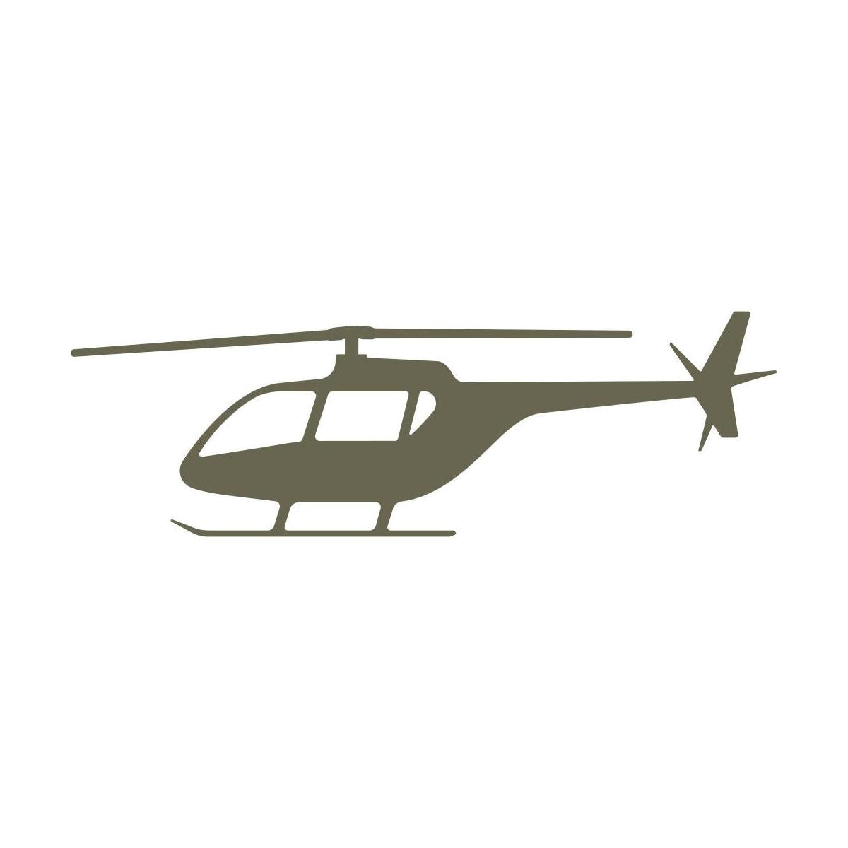 Modern civilian helicopter silhouette with sleek lines and detailed cockpit window—crafted with a Delrin leather stamp for aviation-inspired leathercraft or personalized pilot gear.
