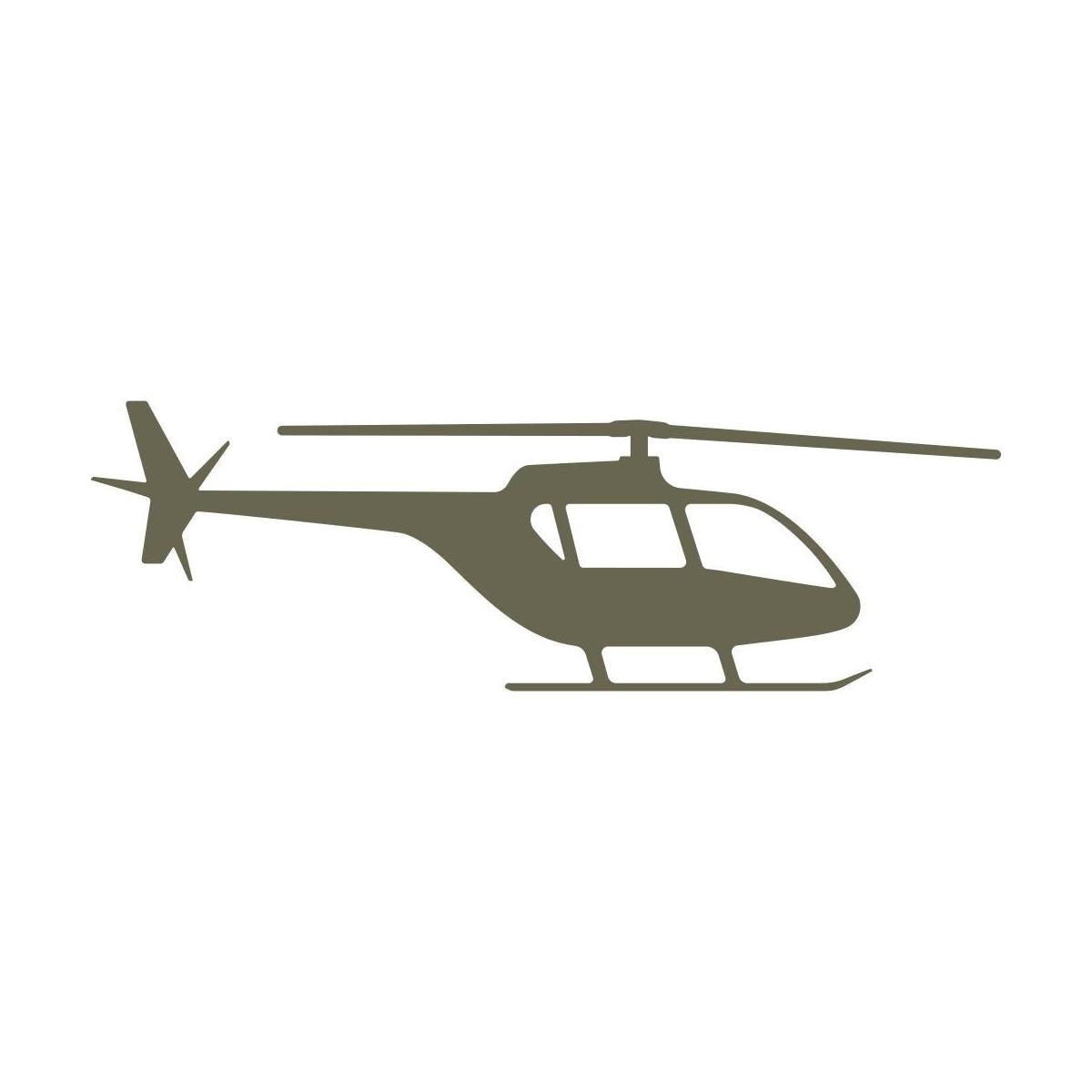 Modern civilian helicopter silhouette with sleek lines and detailed cockpit window—crafted with a Delrin leather stamp for aviation-inspired leathercraft or personalized pilot gear.