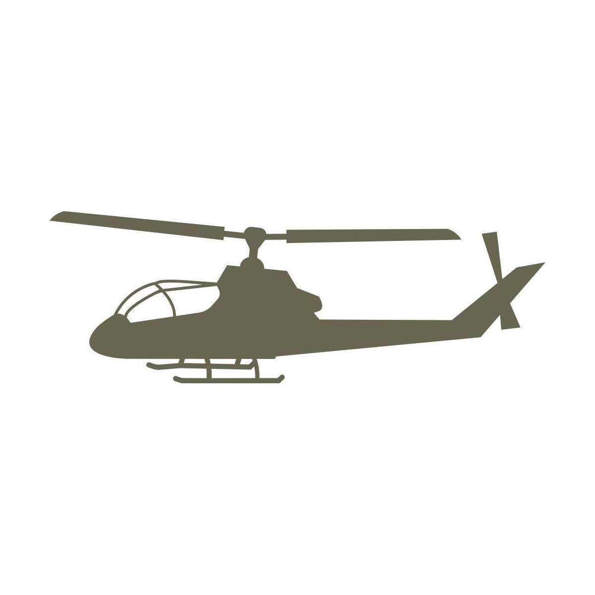Sleek helicopter silhouette stamp design with detailed rotor blades and cockpit shape—made with a Delrin leather stamp for aviation-themed leatherwork or gifts for pilots and veterans.