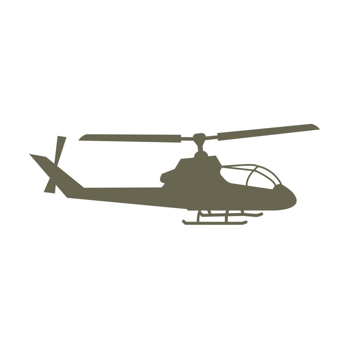 Sleek helicopter silhouette stamp design with detailed rotor blades and cockpit shape—made with a Delrin leather stamp for aviation-themed leatherwork or gifts for pilots and veterans.