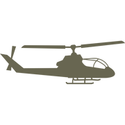 Sleek helicopter silhouette stamp design with detailed rotor blades and cockpit shape—made with a Delrin leather stamp for aviation-themed leatherwork or gifts for pilots and veterans.