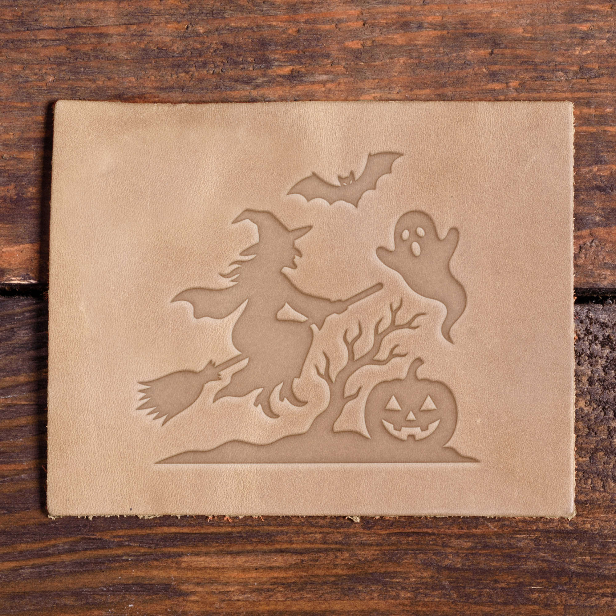 Spooky Witch Scene Delrin Leather Stamp