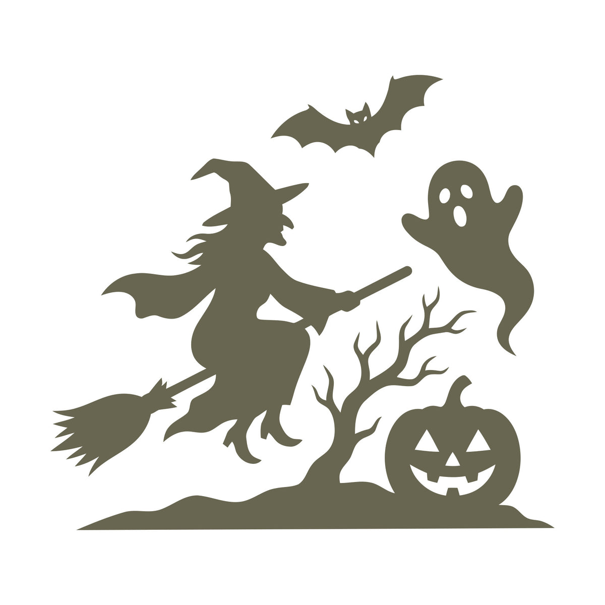 Spooky Witch Scene Delrin Leather Stamp