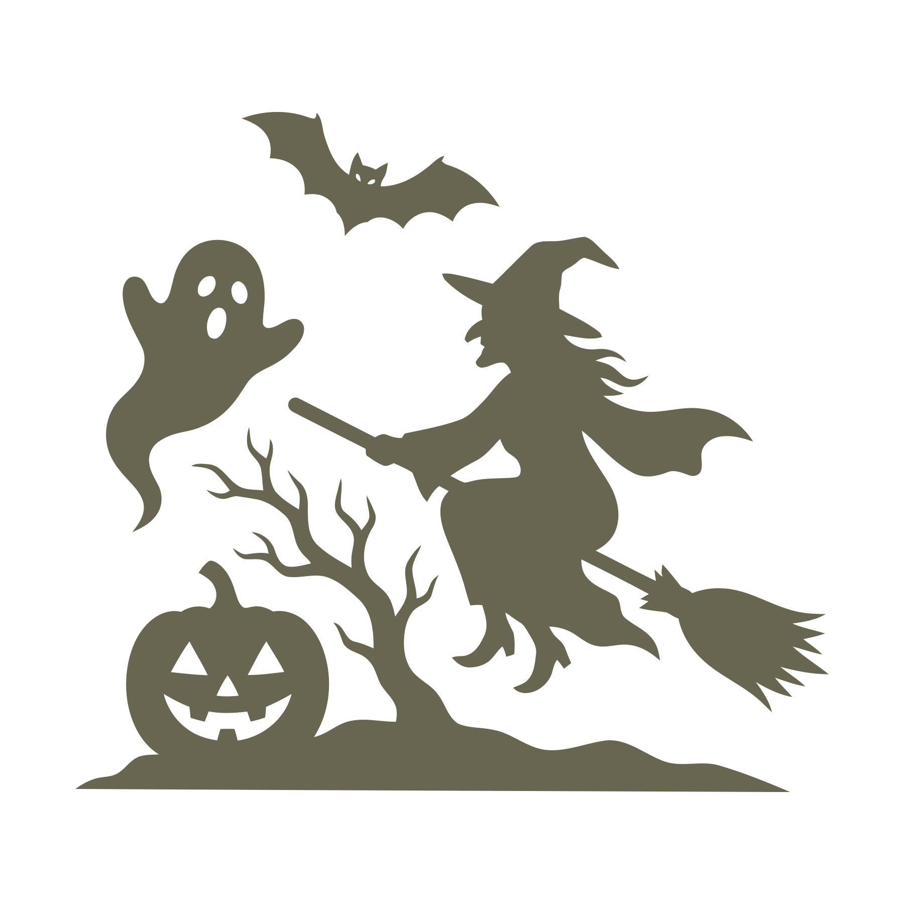 Spooky Witch Scene Delrin Leather Stamp